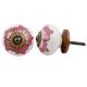White Pink Floral Cabinet Knob